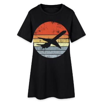 Croquis d’avion vintage - Robe T-shirt Femme - noir - Devant