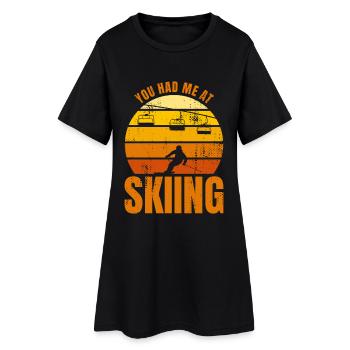 Tu m’as eu au ski - Robe T-shirt Femme - noir - Devant