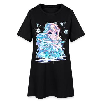 Ice Crystal Snow Queen Anime Princesse de glace - Robe T-shirt Femme - noir - Devant