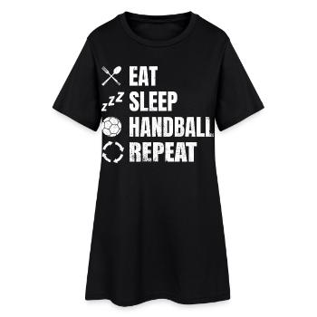 Nourriture, sommeil, handball, répétition - Robe T-shirt Femme - noir - Devant