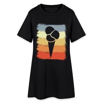 Eistüte - Frauen T-Shirt-Kleid - Schwarz - Vorne
