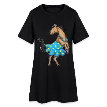 Pferd Polka Dots Kleid - Frauen T-Shirt-Kleid - Schwarz - Vorne