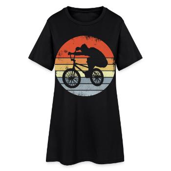 Vintage BMX Fahrer - Frauen T-Shirt-Kleid - Schwarz - Vorne