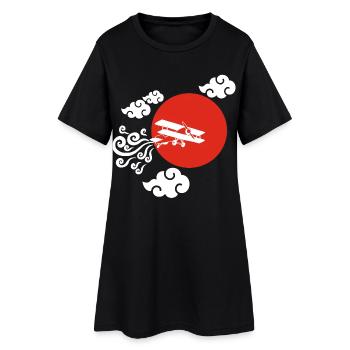 Avion blanc et soleil rouge - Robe T-shirt Femme - noir - Devant