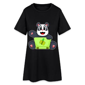 Panda Laptop - Women’s T-Shirt Dress - black - Front