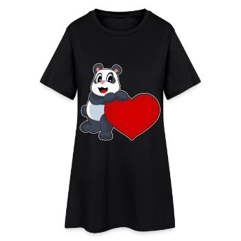 Cœur de panda - Robe T-shirt Femme - noir - Devant