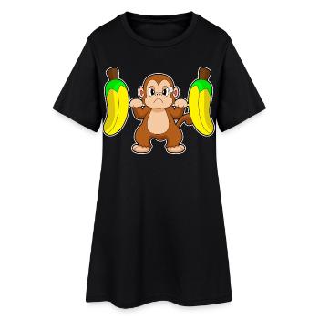 Bodybuilder Singe Bodybuilder Barbell Bodybuilding - Robe T-shirt Femme - noir - Devant