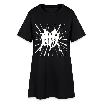 Coureurs rapides à la ligne d’arrivée en compétition - Robe T-shirt Femme - noir - Devant