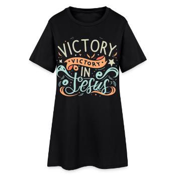 Victory in Jesus – Colorful Design - Women’s T-Shirt Dress - black - Front