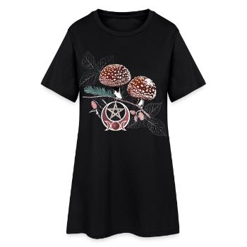 Fliegenpilz Wicca Symbol Naturzauber Herbst - Frauen T-Shirt-Kleid - Schwarz - Vorne