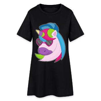 Lunettes de soleil licorne - Robe T-shirt Femme - noir - Devant
