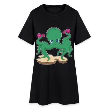 Culturiste Poulpe, haltères, culturisme - Robe T-shirt Femme - noir - Devant