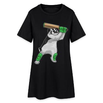 Dachs Cricket Cricketschläger - Frauen T-Shirt-Kleid - Schwarz - Vorne