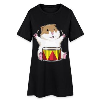 Hamster Musicien Musique de tambour - Robe T-shirt Femme - noir - Devant