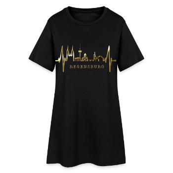 Regensburg Skyline Herzschlag Liebe Regensburger - Frauen T-Shirt-Kleid - Schwarz - Vorne