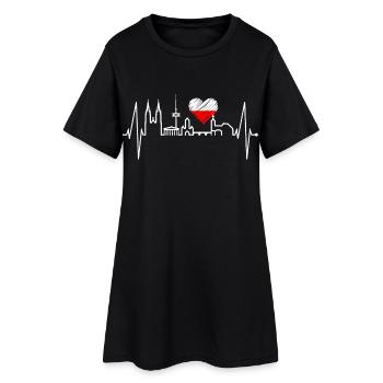Regensburg Skyline Herzschlag Liebe Regensburger - Frauen T-Shirt-Kleid - Schwarz - Vorne