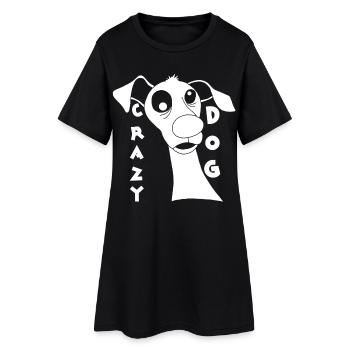 Chien fou en blanc - Robe T-shirt Femme - noir - Devant