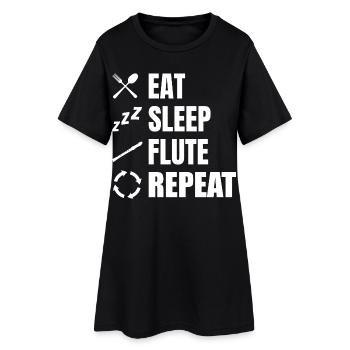 Manger Sommeil Flûte Répéter - Robe T-shirt Femme - noir - Devant