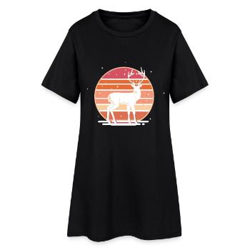 Cerf rétro du coucher du soleil - Robe T-shirt Femme - noir - Devant