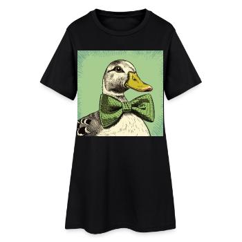 Duck with Bowtie - Frauen T-Shirt-Kleid - Schwarz - Vorne