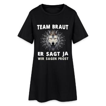 Hochzeit Junggesellenabschied Wolf Bräutigam Braut - Frauen T-Shirt-Kleid - Schwarz - Vorne