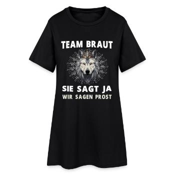 Hochzeit Junggesellenabschied Wolf Braut Bräutigam - Frauen T-Shirt-Kleid - Schwarz - Vorne