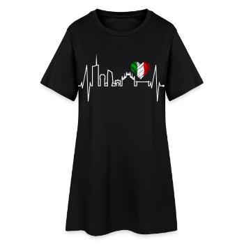 Mailand Skyline Italien Herzschlag Fan Love Milano - Frauen T-Shirt-Kleid - Schwarz - Vorne