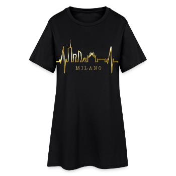 Mailand Skyline Italien Herzschlag Fan Love Milano - Frauen T-Shirt-Kleid - Schwarz - Vorne