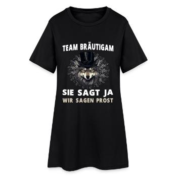 Junggesellenabschied Hochzeit Bräutigam Wolf - Frauen T-Shirt-Kleid - Schwarz - Vorne