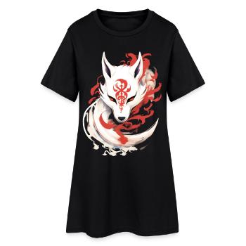 Japan Anime Kitsune Mask Kumiho Fox Samurai - Women’s T-Shirt Dress - black - Front
