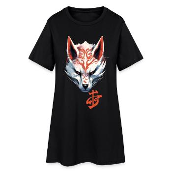 Anime Kitsune Fox Mask Kumiho Samurai Japan - Women’s T-Shirt Dress - black - Front