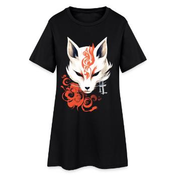 Masque De Renard Kumiho Samouraï Kitsune Japon Anime - Robe T-shirt Femme - noir - Devant