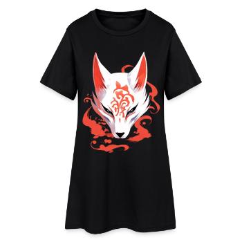 Anime Fox Mask Kitsune Kumiho Samurai Japan - Women’s T-Shirt Dress - black - Front