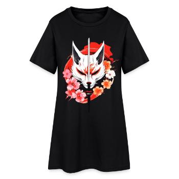 Kitsune Masque De Renard Kumiho Samouraï Japon Anime - Robe T-shirt Femme - noir - Devant