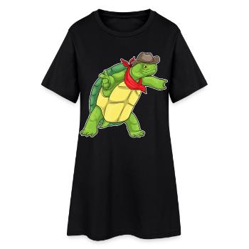 Tortue Cowboy Chapeau de Cowboy - Robe T-shirt Femme - noir - Devant