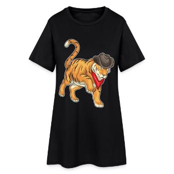 Chapeau de cowboy tigre - Robe T-shirt Femme - noir - Devant