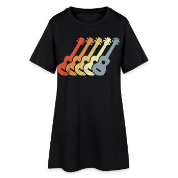 Dessin de ukulélé vintage - Robe T-shirt Femme - noir - Devant