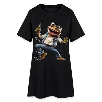 Tanzender Frosch / Freude / Lebensfreude / Disco - Frauen T-Shirt-Kleid - Schwarz - Vorne