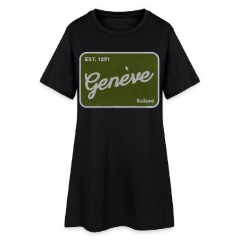 Badge vert vintage Genève - Robe T-shirt Femme - noir - Devant