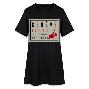 Genève Suisse Capitale de la Paix Millésime - Robe T-shirt Femme - noir - Devant
