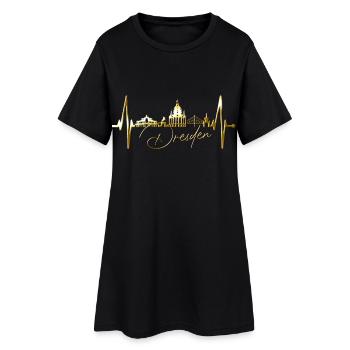 Dresde Skyline Heartbeat Dresde Heart Love Fan - Robe T-shirt Femme - noir - Devant