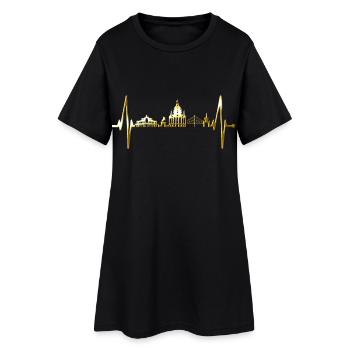 Dresde Skyline Heartbeat Dresde Heart Love Fan - Robe T-shirt Femme - noir - Devant