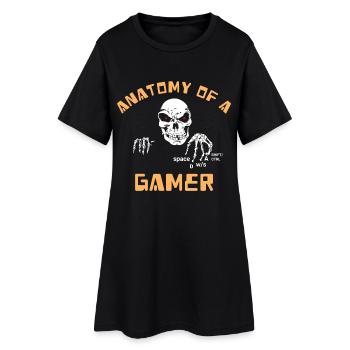 Anatomy Of A Gamer Skeleton Hand Funny - Women’s T-Shirt Dress - black - Front