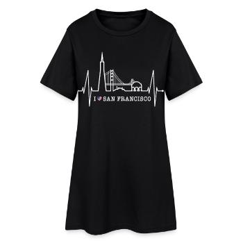 San Francisco Skyline Heartbeat Californie États-Unis - Robe T-shirt Femme - noir - Devant