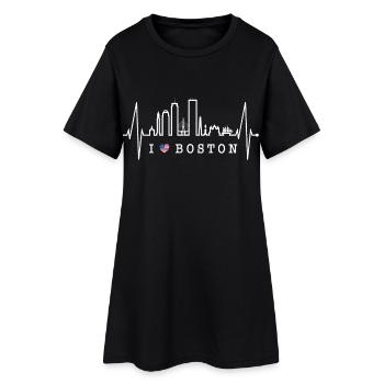 Boston Skyline Heartbeat USA Fan coeur pulsation amour - Robe T-shirt Femme - noir - Devant