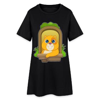 Hamster drôle - Robe T-shirt Femme - noir - Devant