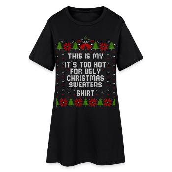 Mon It’s Too Hot For Ugly Noël Pulls Chemise - Robe T-shirt Femme - noir - Devant