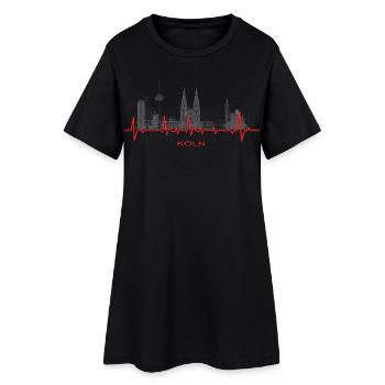 Köln Silhouette mit Herzschlag / Kölln / Stadt - Frauen T-Shirt-Kleid - Schwarz - Vorne