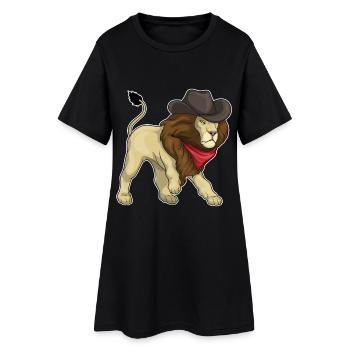 Chapeau de Cowboy Lion Cowboy - Robe T-shirt Femme - noir - Devant