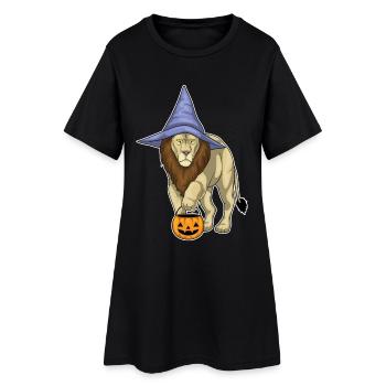 Lion Sorcière d’Halloween - Robe T-shirt Femme - noir - Devant